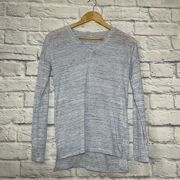 Twik Long Sleeve Heather Purple V Neck Top Size Extra Small - Picture 2 of 9